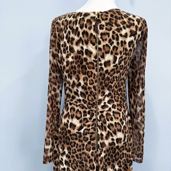 VTG Y2K 90s Kay Unger Leopard Print Dress Mesh Detail Glam Punk Going Out SZ 10 - Picture 8 of 12